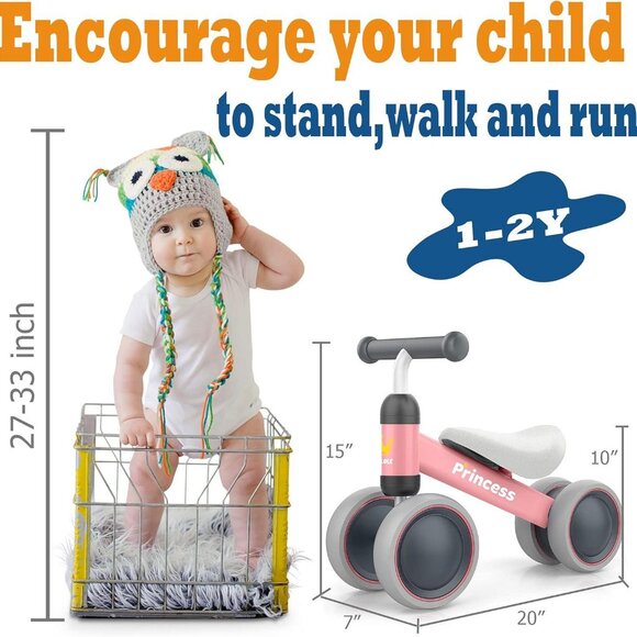 Balance Bike for 1 Year Old Gifts Pre-School First Bike and 1st BirthdayGift1Set - Picture 7 of 8